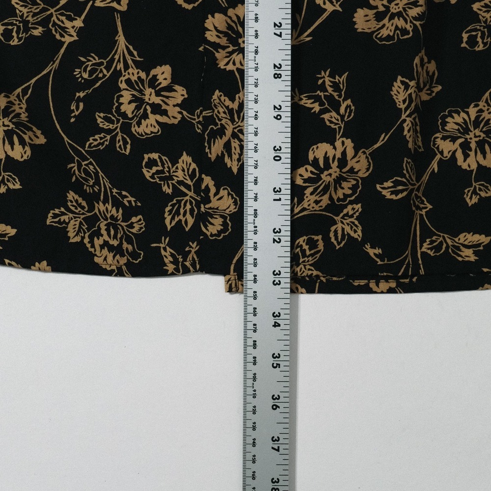 Lauren Ralph Lauren 4P Black & Beige Floral Silk Linen Midi Wrap Skirt NWT - Picture 9 of 9